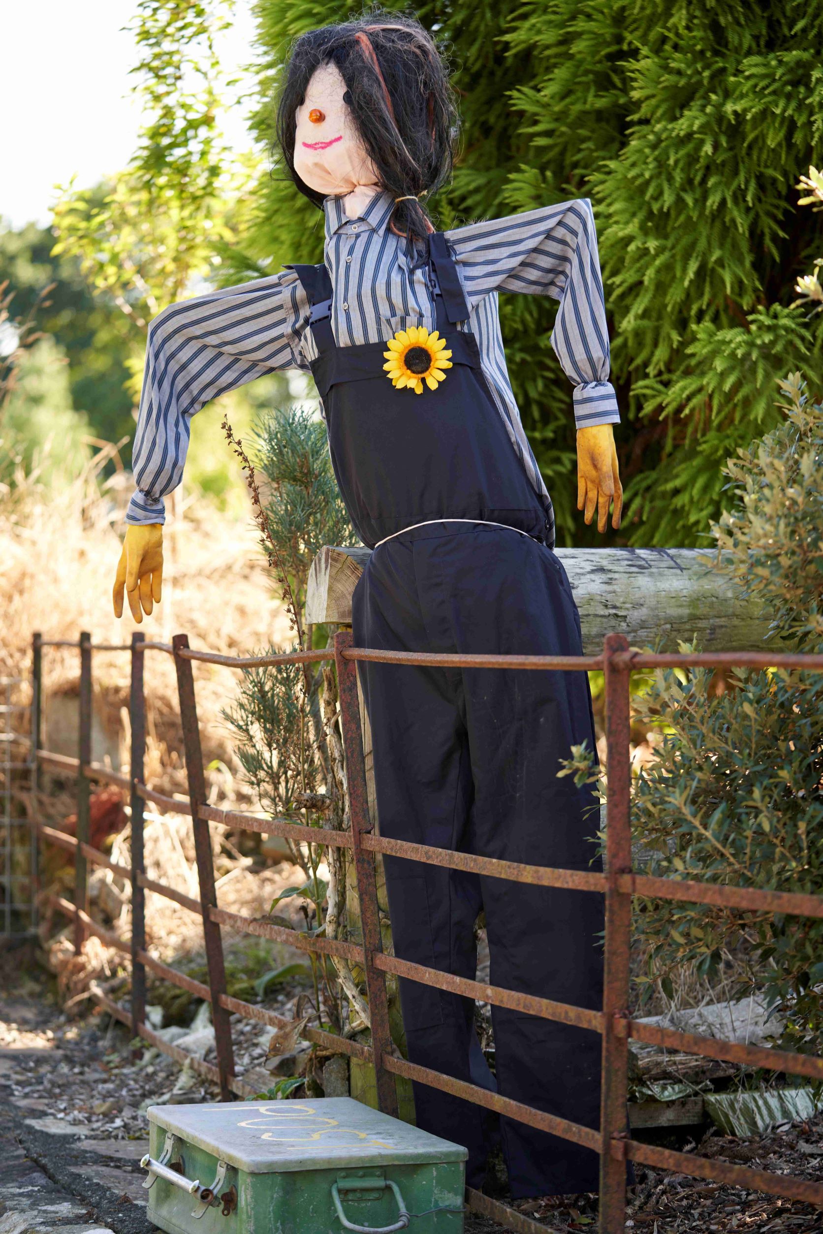 A young girl scarecrow